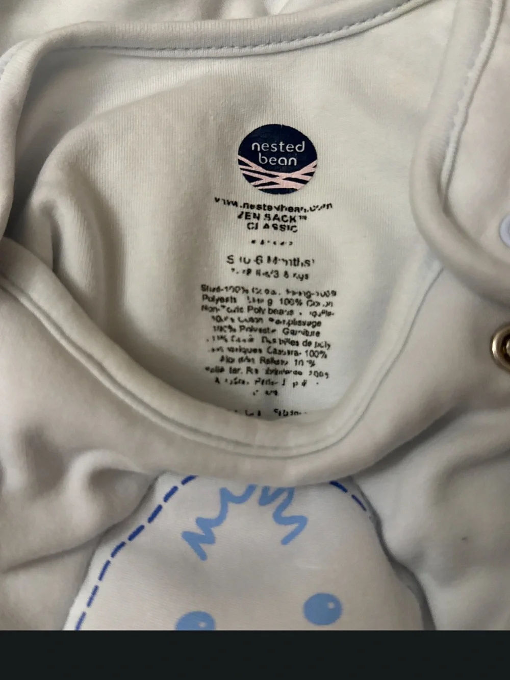 Nested Bean Pale Blue Sleep Sack with Chick Embroidery 0-6 mo
